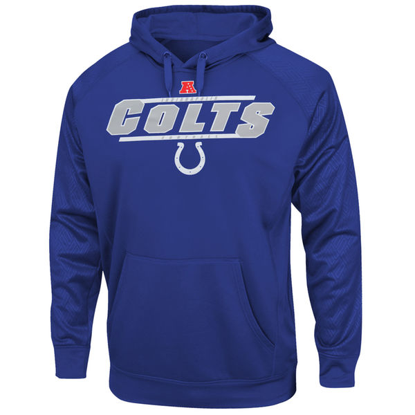 Men Indianapolis Colts Majestic Synthetic Hoodie Sweatshirt Royal Blue